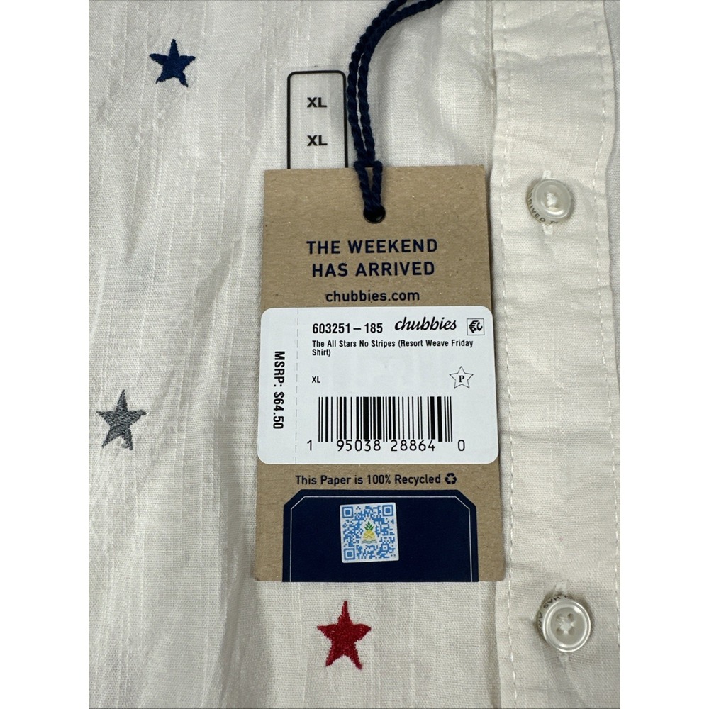 NWT Chubbies Mens All Stars No Stripes Resort Weave Friday Shirt Button Up Sz XL - Picture 3 of 9